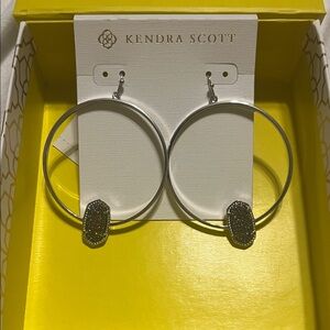 Kendra Scott Silver Hoop Earrings with Black Accents